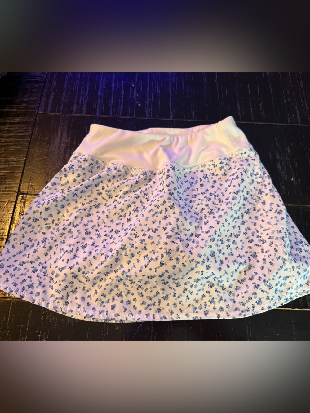 Kids White Floral A-Line Skirt by 90 degrees size 7/8